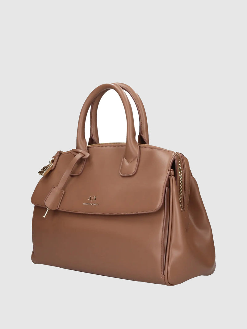 Armani Exchange Borsa A Mano Bauletto Small Con Lucchetto E Dettagli In Metallo Asv Cuoio