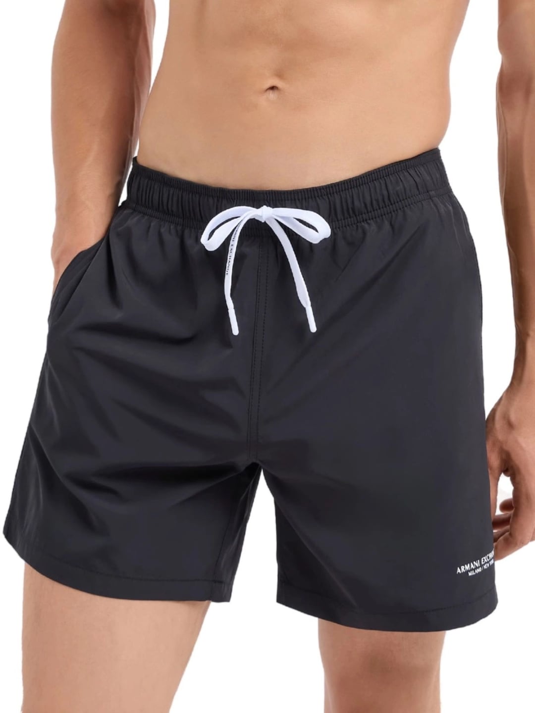 Armani Exchange Boxer da mare in tessuto con logo Nero
