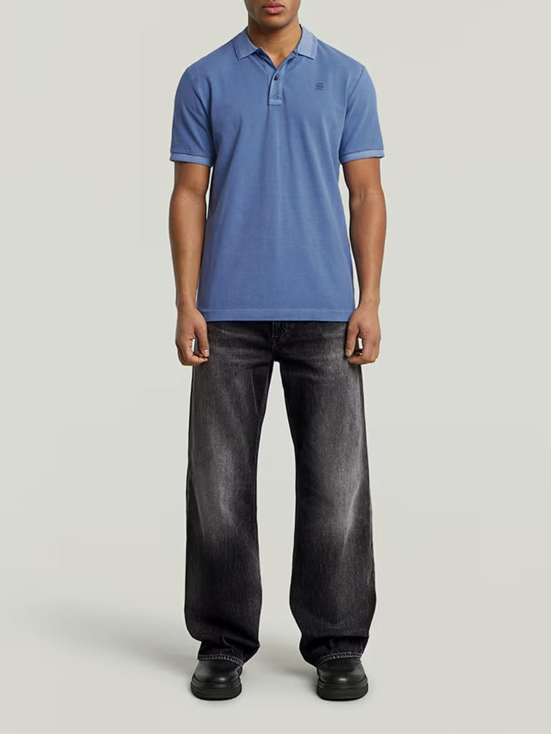 G-Star Polo Dunda Overdyed Slim Blu Medio