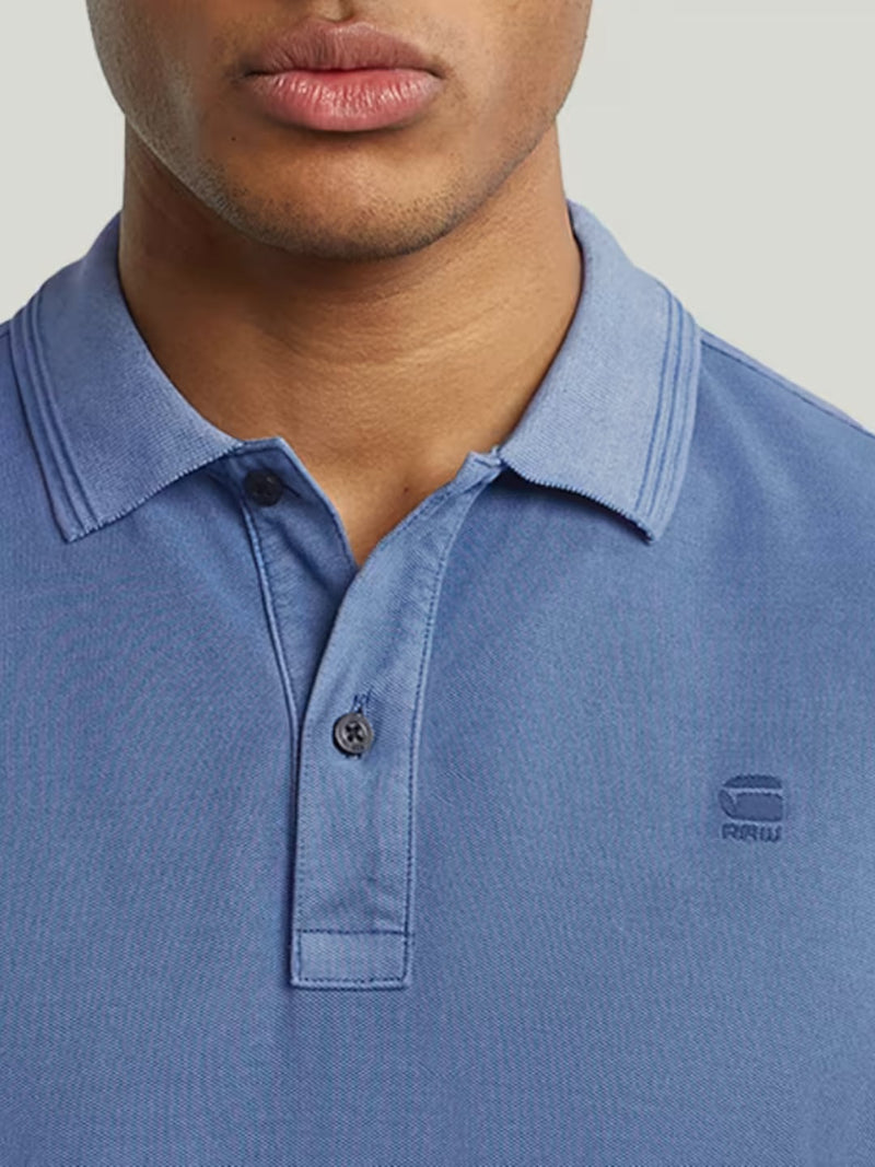 G-Star Polo Dunda Overdyed Slim Blu Medio