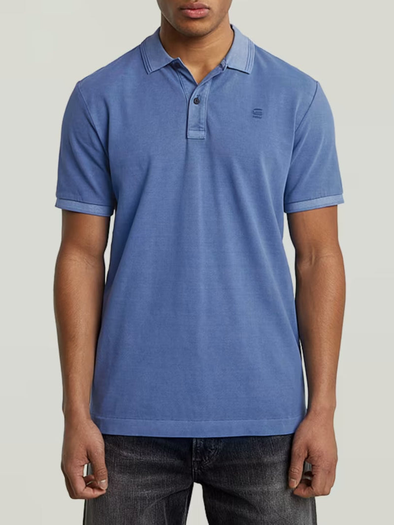 G-Star Polo Dunda Overdyed Slim Blu Medio