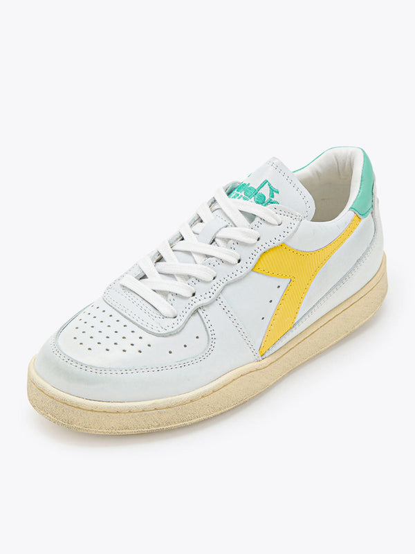 Sneaker Bassa Mi Basket Low Used White Yellow Unisex