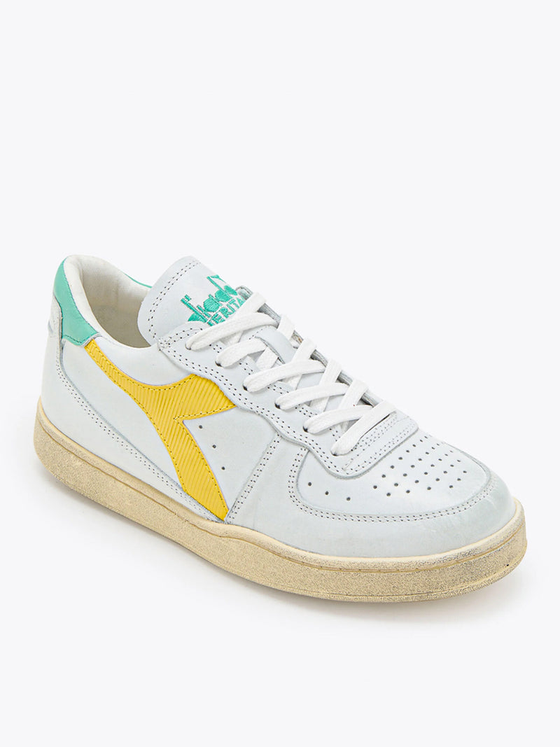 Sneaker Bassa Mi Basket Low Used White Yellow Unisex