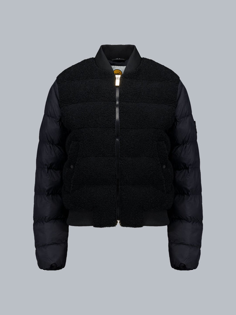 Bomber Ibrido in Teddy Edna Nero