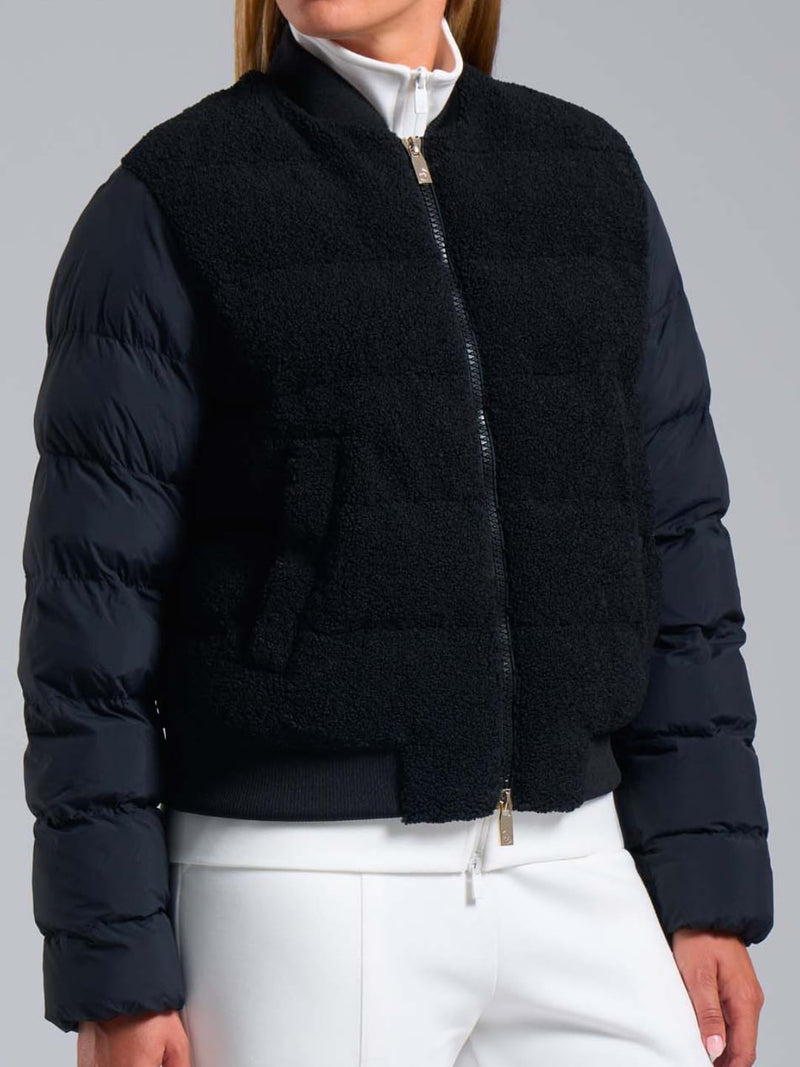 Bomber Ibrido in Teddy Edna Nero