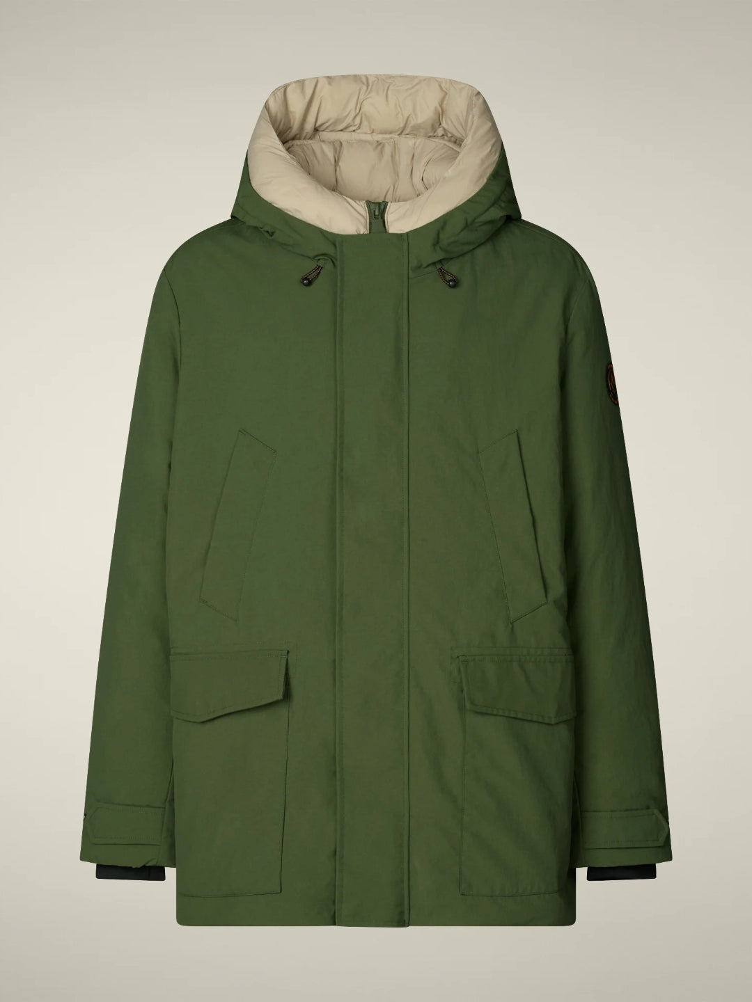 Giubbotto con Cappuccio FOREST Pine Green Stone Beige Uomo