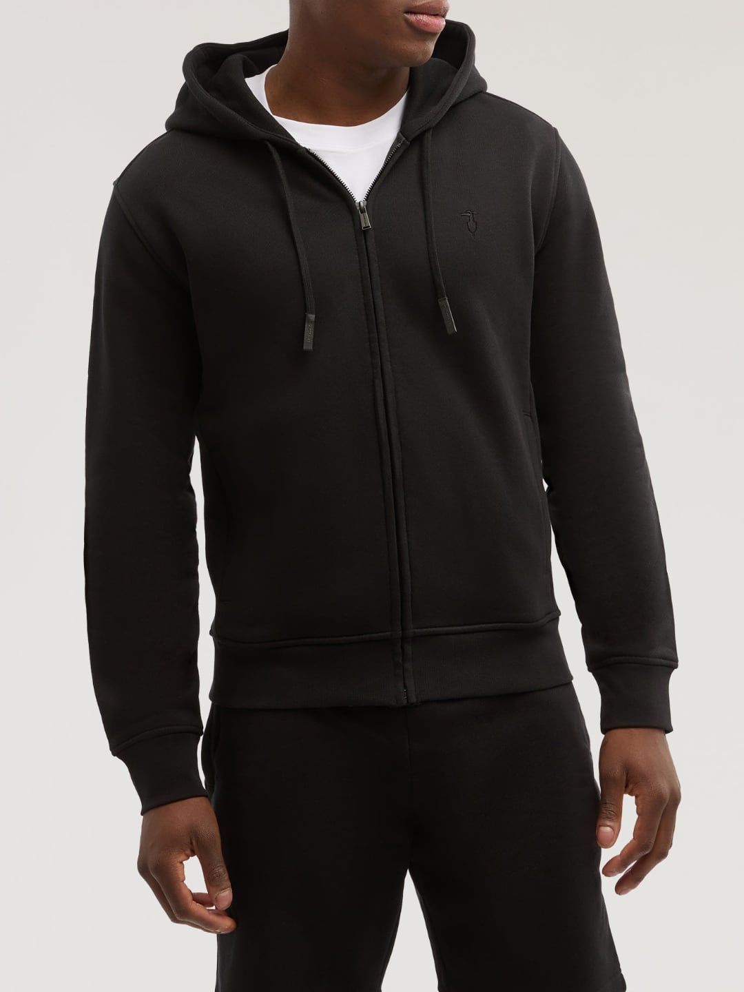 Trussardi Felpa con zip e cappuccio in jersey Nero