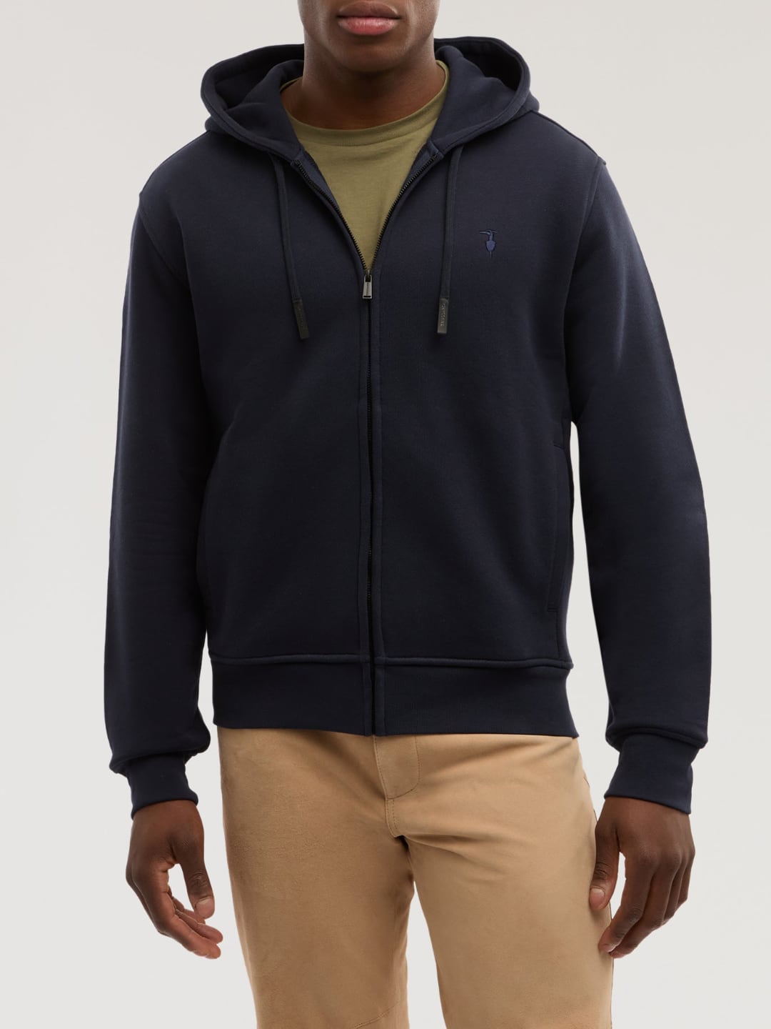 Trussardi Felpa con zip e cappuccio in jersey Blu Navy