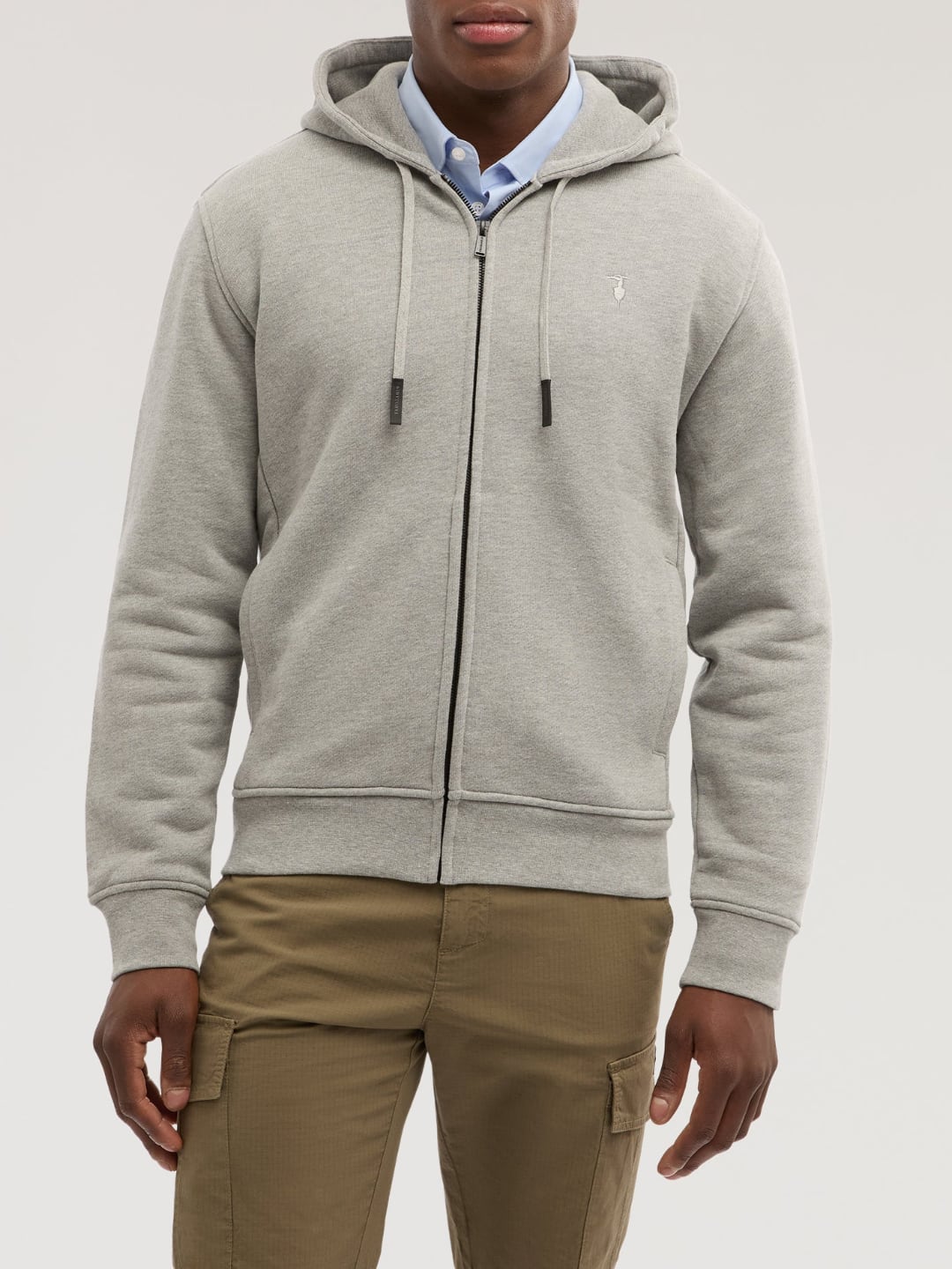 Trussardi Felpa con zip e cappuccio in jersey Grigio