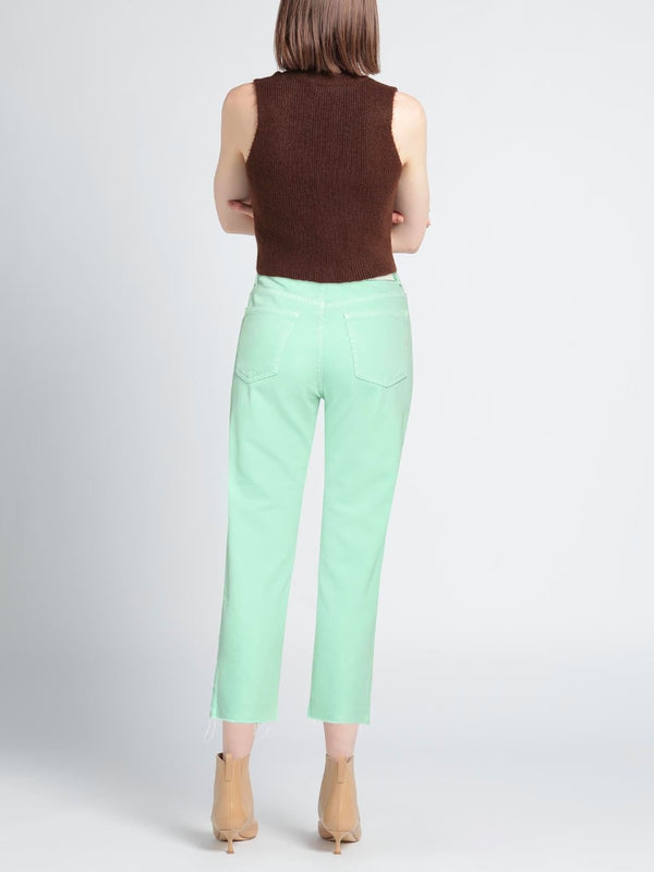 Hinnominate Pantalone in bull denim Mom Fit Verde Maldive