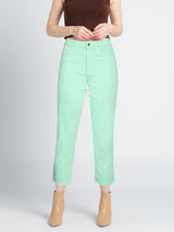 Hinnominate Pantalone in bull denim Mom Fit Verde Maldive