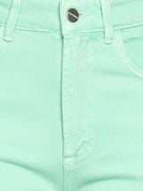 Hinnominate Pantalone in bull denim Mom Fit Verde Maldive