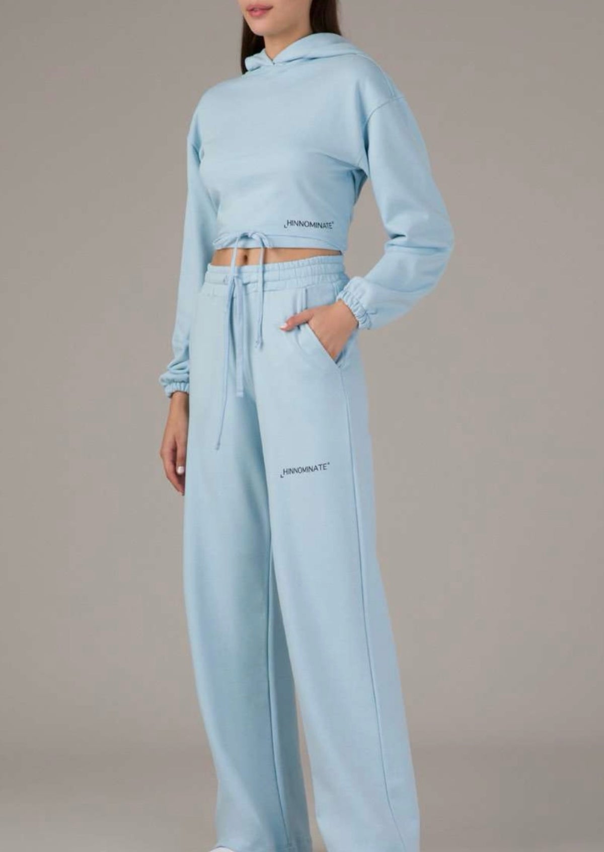 Hinnominate Felpa con Cappuccio e Apertura Posteriore Azzurro Acqua