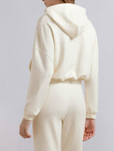 Hinnominate Felpa con Zip in Modal con Inserti in Nylon Off White