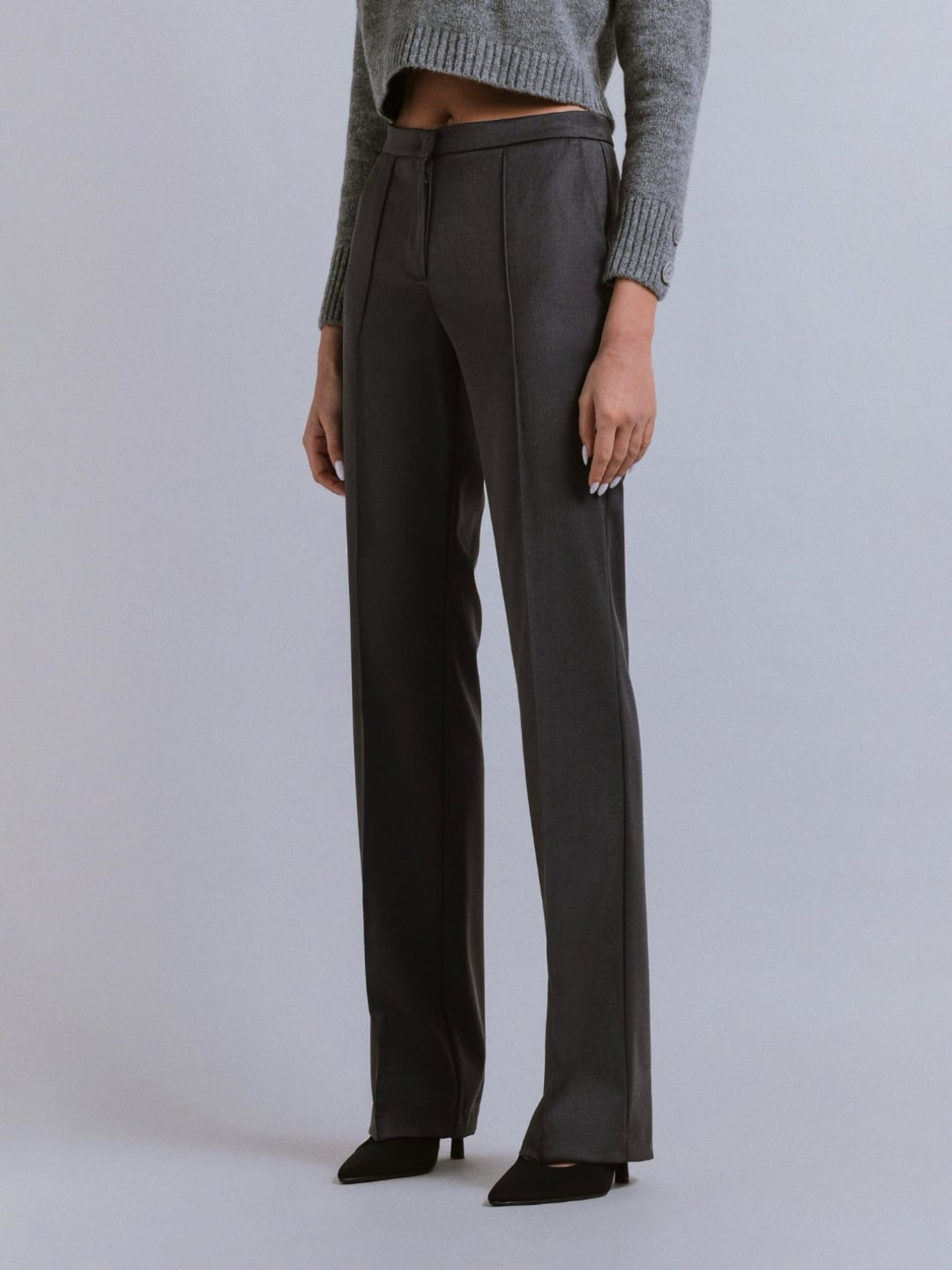 Hinnominate Pantalone Dritto Slim Fit Grigio Melange Scuro