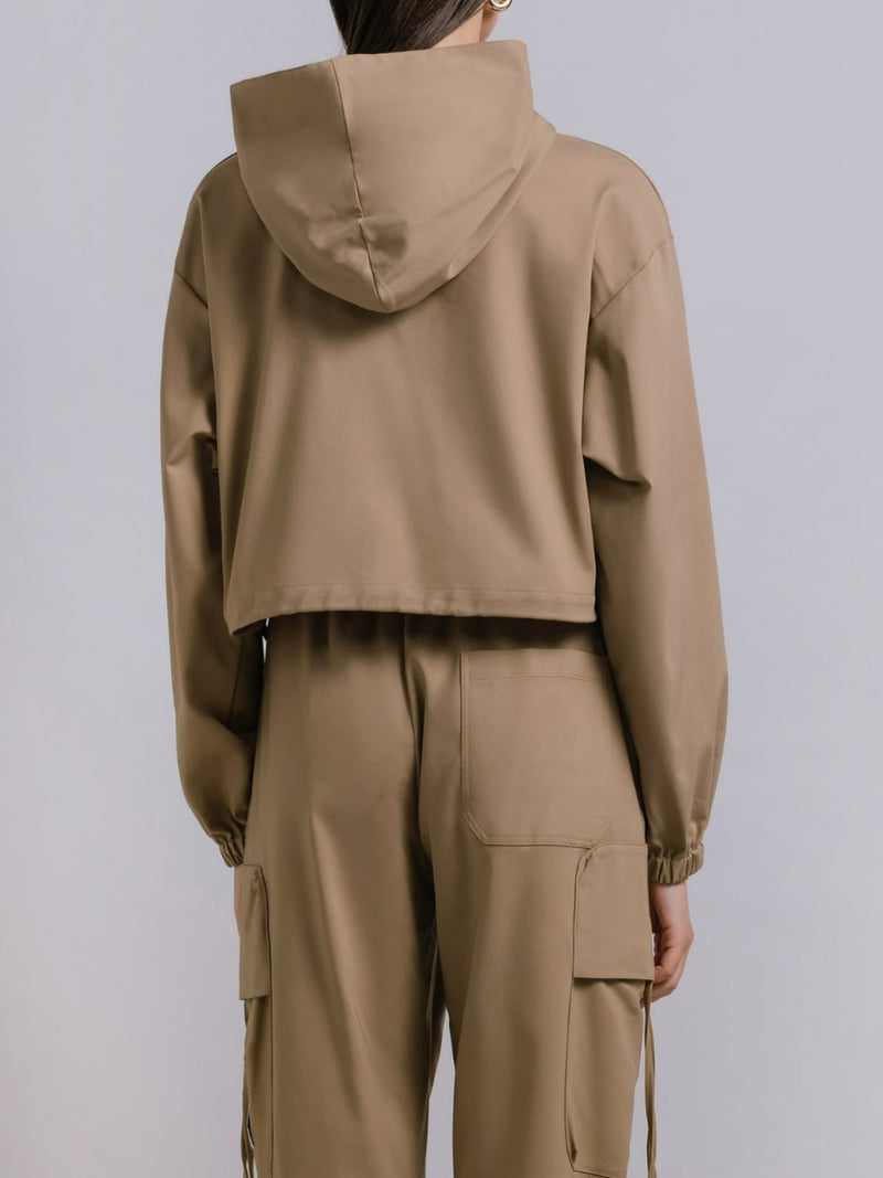 Hinnominate Giubbino Cappuccio All Zip con Tasconi Tortora