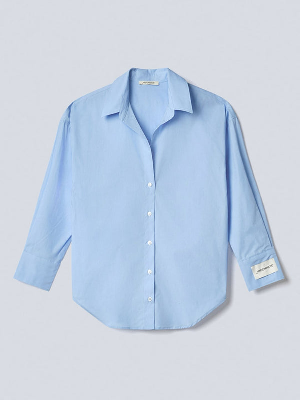 Hinnominate Camicia In Cotone Con Etichetta Azzurro