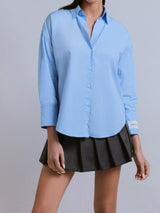 Hinnominate Camicia In Cotone Con Etichetta Azzurro