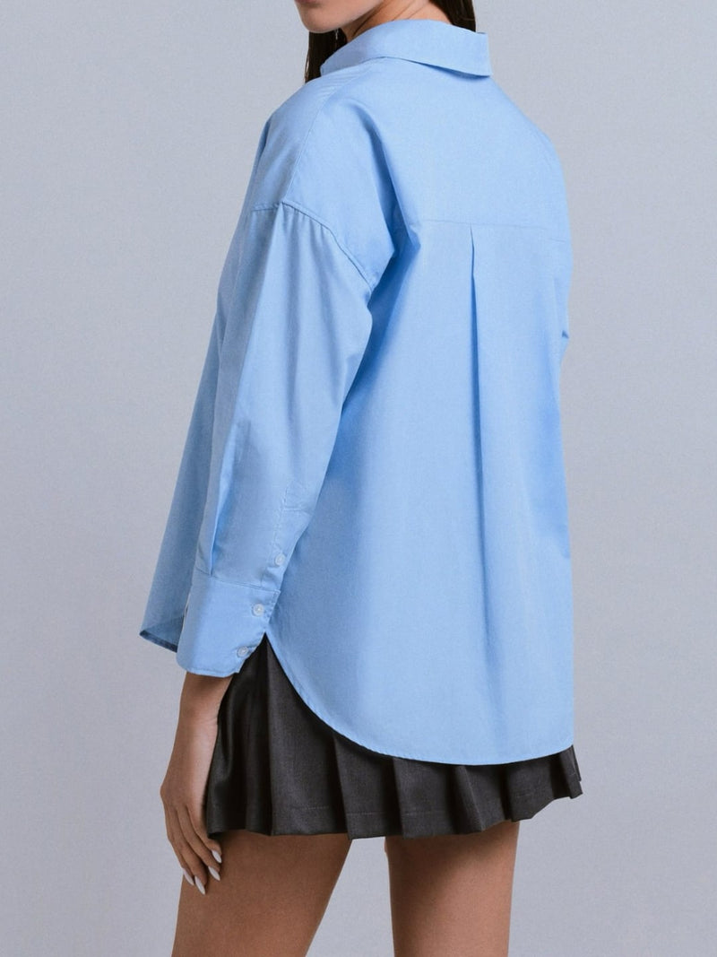 Hinnominate Camicia In Cotone Con Etichetta Azzurro