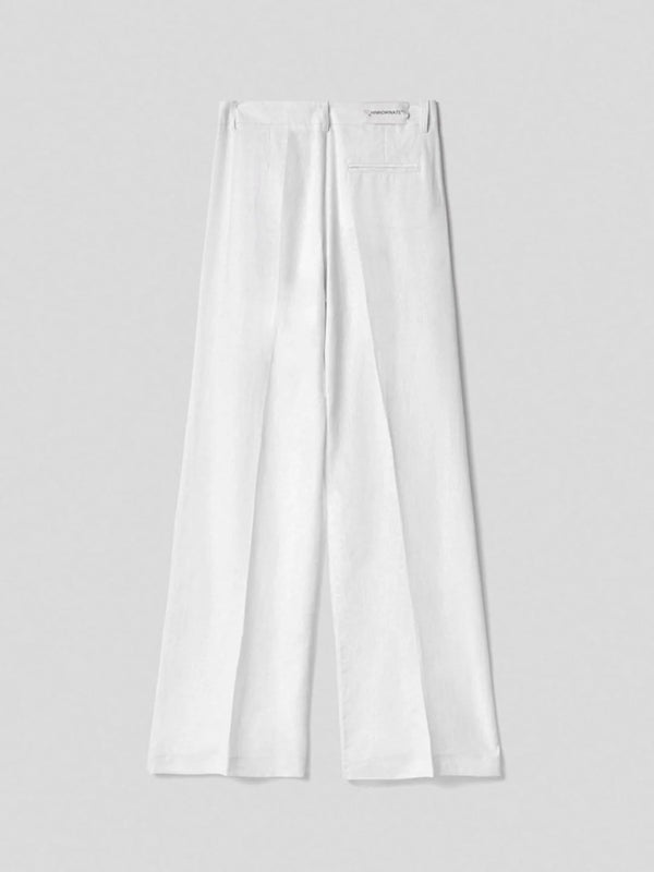Hinnominate Pantalone largo in poliviscosa con pences Bianco