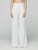 Hinnominate Pantalone largo in poliviscosa con pences Bianco