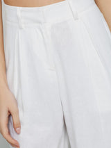Hinnominate Pantalone largo in poliviscosa con pences Bianco