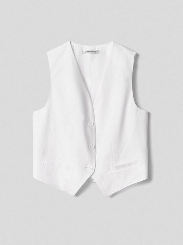 Hinnominate Gilet in lino con etichetta Bianco