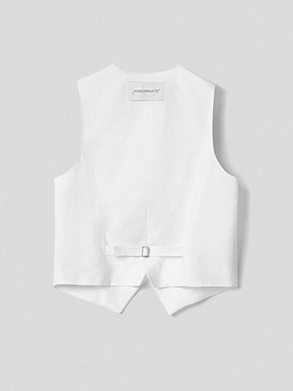 Hinnominate Gilet in lino con etichetta Bianco