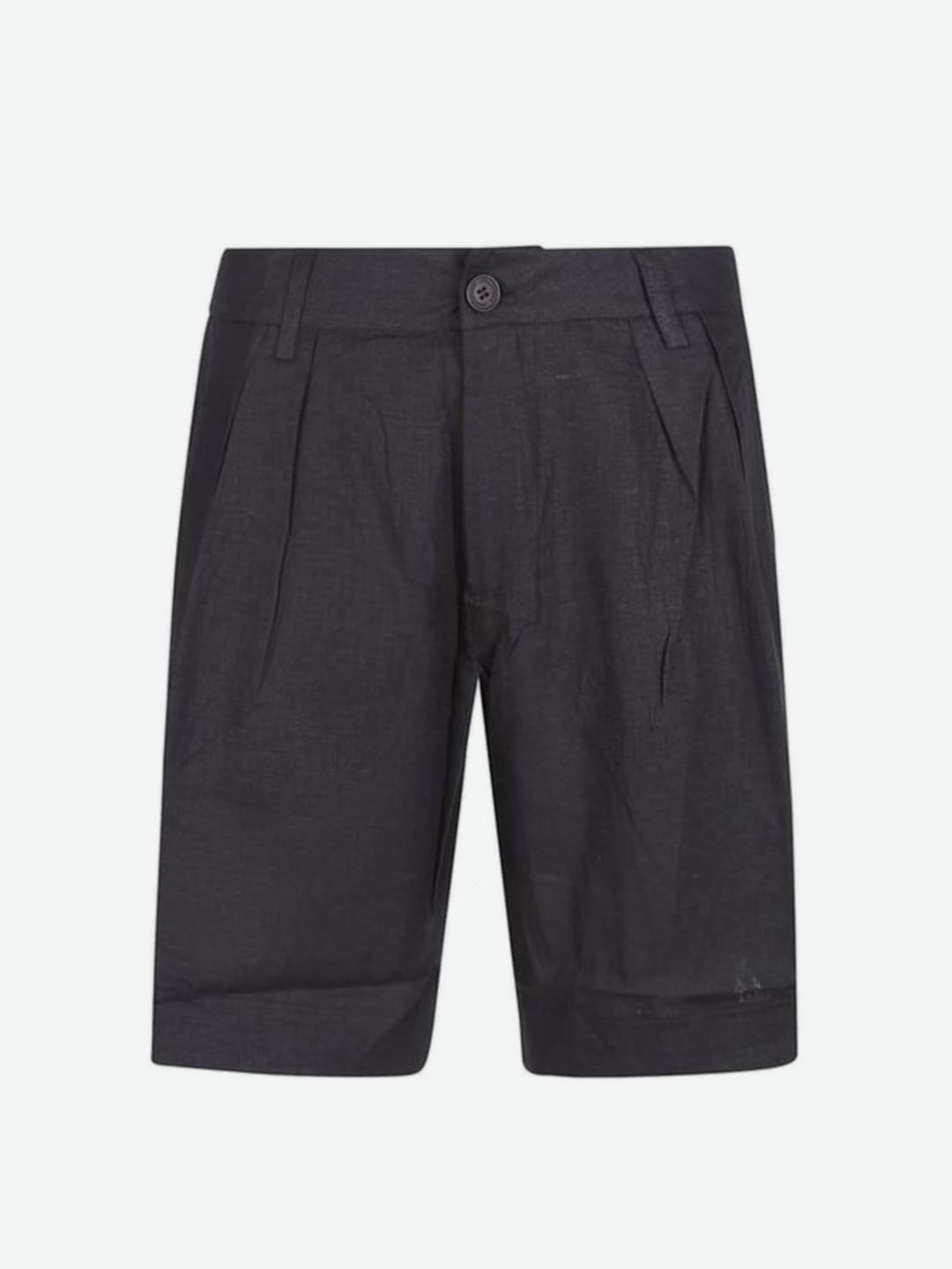 Hinnominate Shorts in Lino con Cinto costruito e Pences Nero