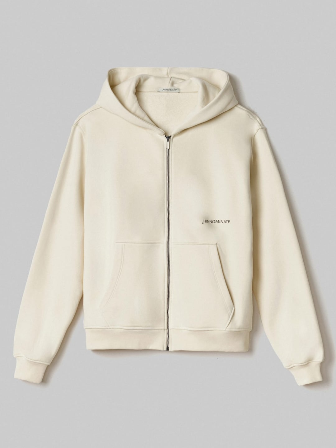 Hinnominate Felpa con Cappuccio Basica Full Zip con Marsupio Bianco Burro