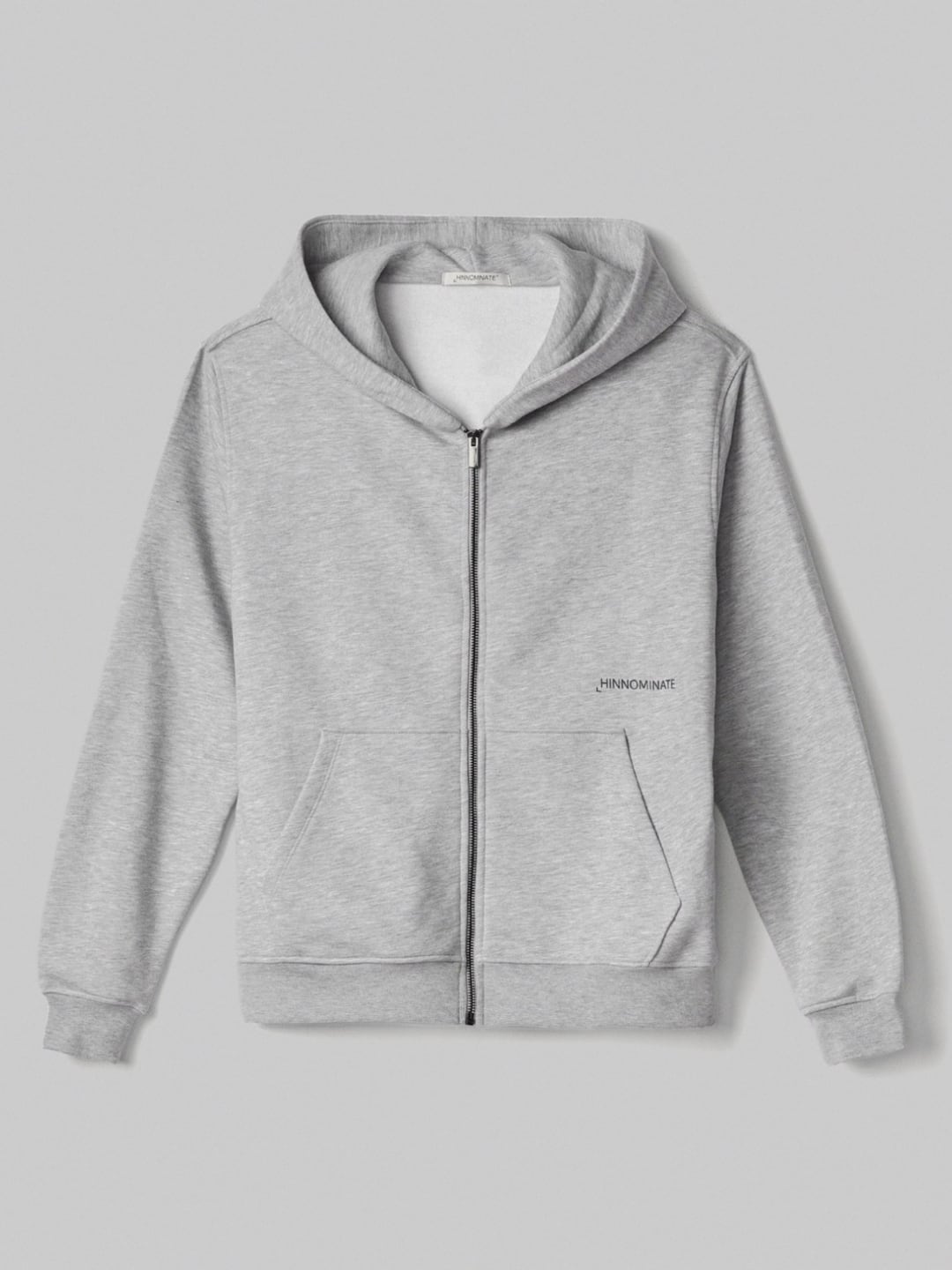 Hinnominate Felpa con Cappuccio Basica Full Zip con Marsupio Grigio Melange