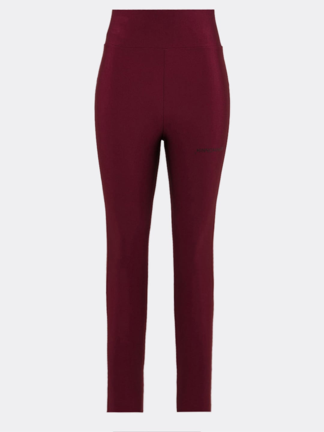 Hinnominate Leggings a Vita Alta in Lycra Lucida con Cucitura Bordeaux