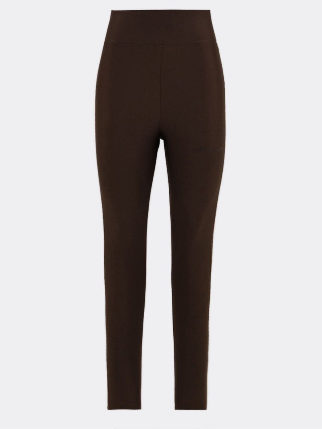 Hinnominate Leggings a Vita Alta in Lycra Lucida con Cucitura Marrone Moro
