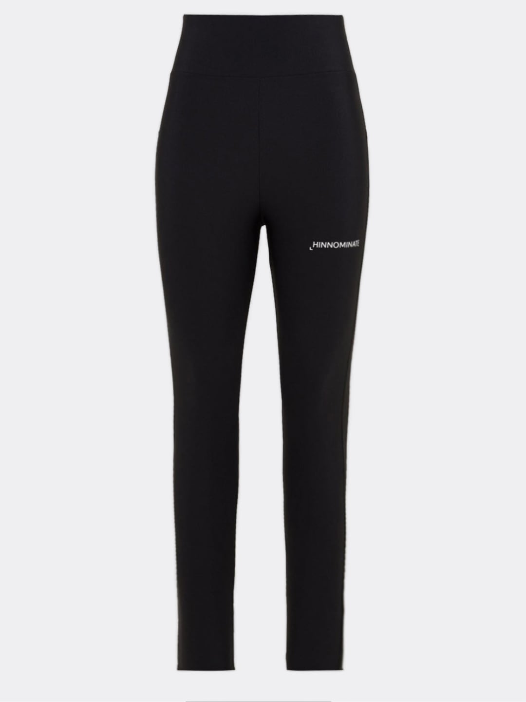 Hinnominate Leggings a Vita Alta in Lycra Lucida con Cucitura Nero