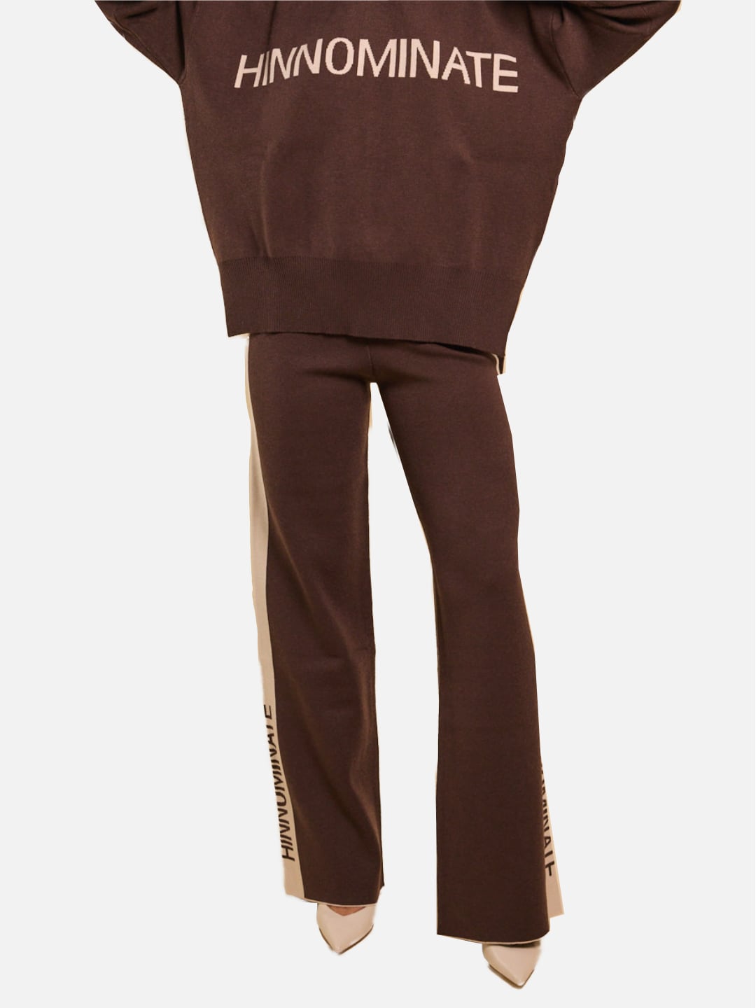 Hinnominate Pantalone In Maglia A Palazzo Con Bande In Contrasto E Logo In Punto Rovescio Moro