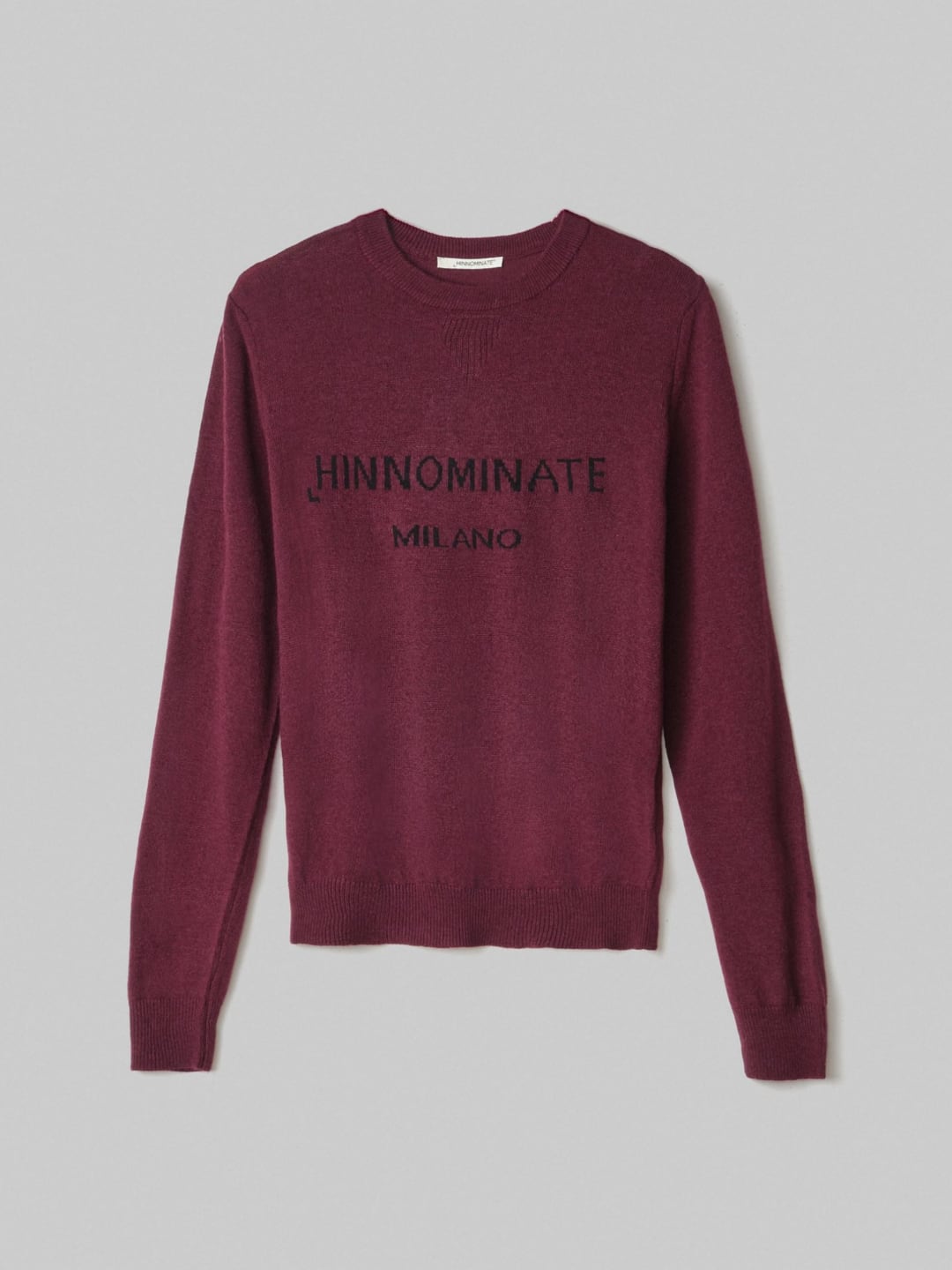 Hinnominate Maglia Paricollo con Intarsio in Misto Cachemire Bordeaux