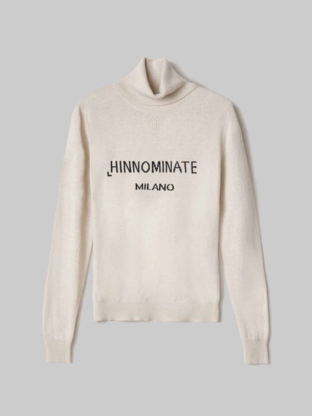 Hinnominate Maglia Dolcevita Con Intarsio In Cashmere  Bianco Burro