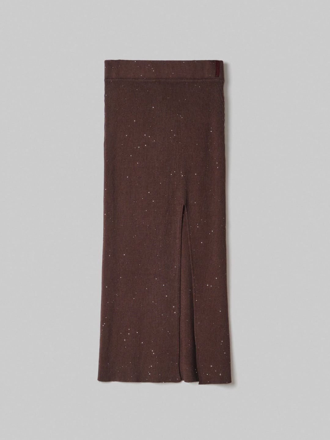 Hinnominate Gonna Midi Con Ampio Spacco In Costina Con Paillettes Moro