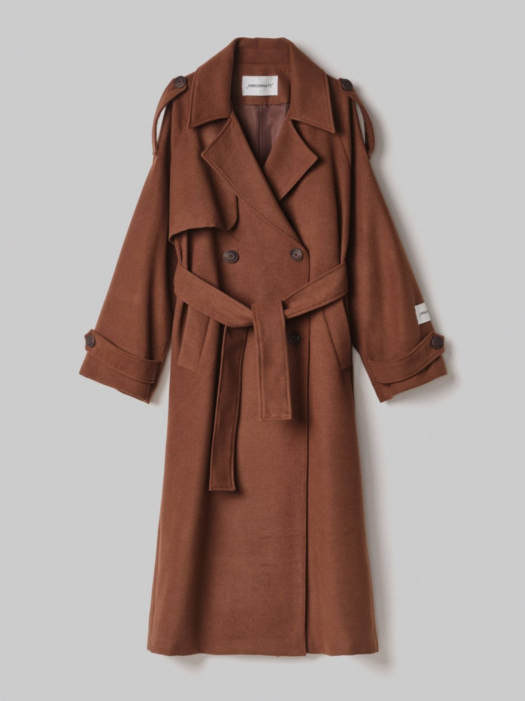 Hinnominate Cappotto Over in Panno con Cintura Moro