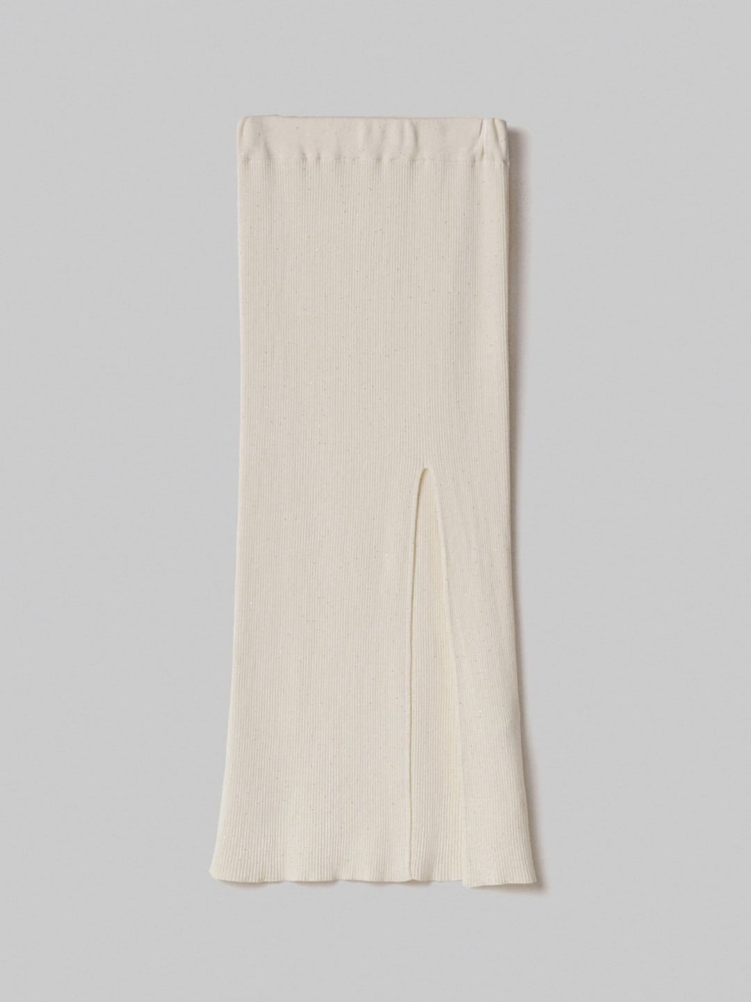 Hinnominate Gonna Midi Con Ampio Spacco In Costina Con Paillettes Burro