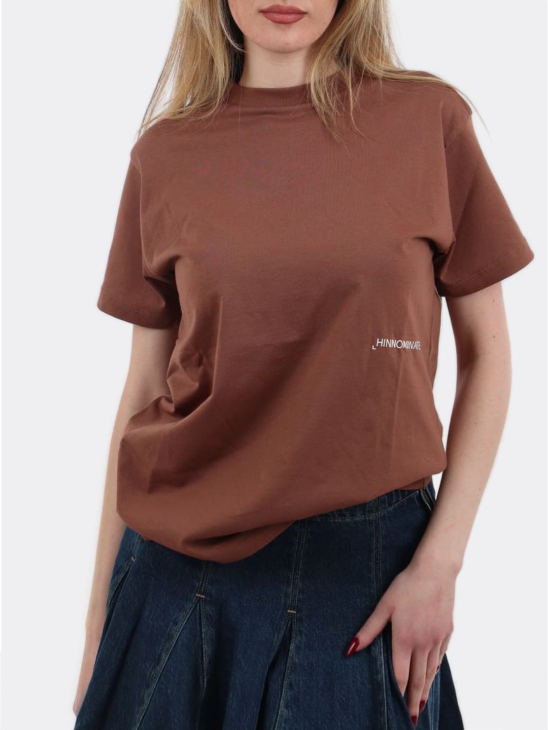 Hinnominate T-Shirt Basica Manica media in Jersey Marrone Moka