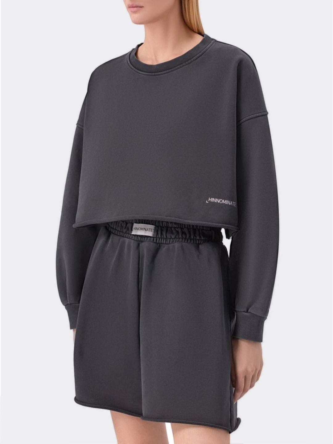 Hinnominate Felpa Corta paricollo tinto old a taglio vivo Nero