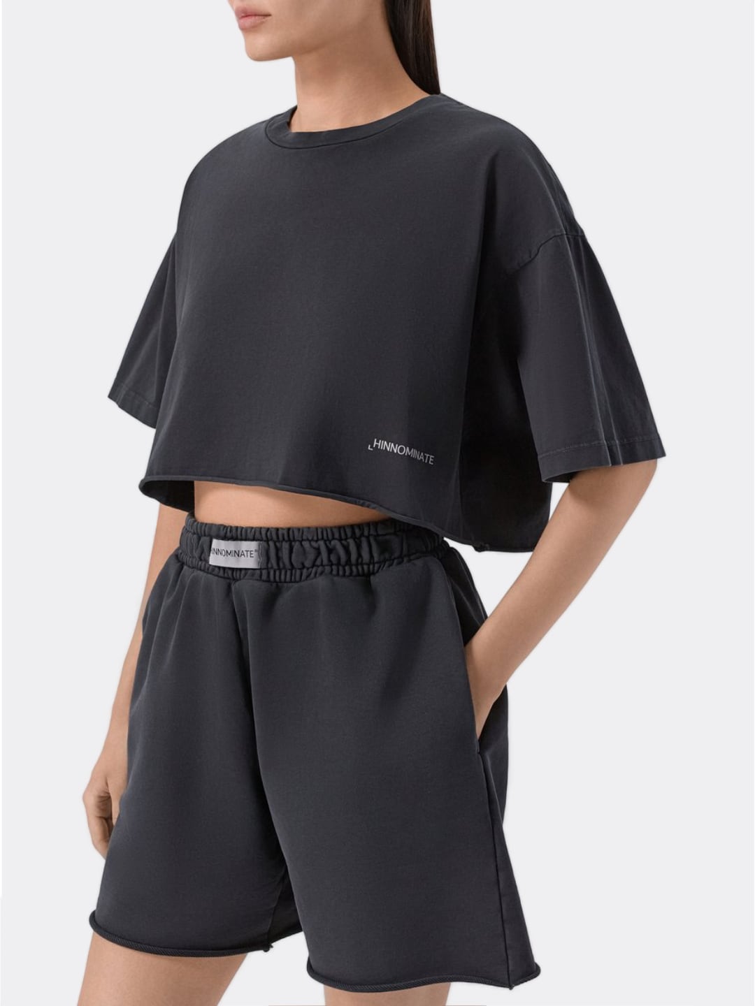 Hinnominate T-Shirt Crop tinto old in jersey Nero