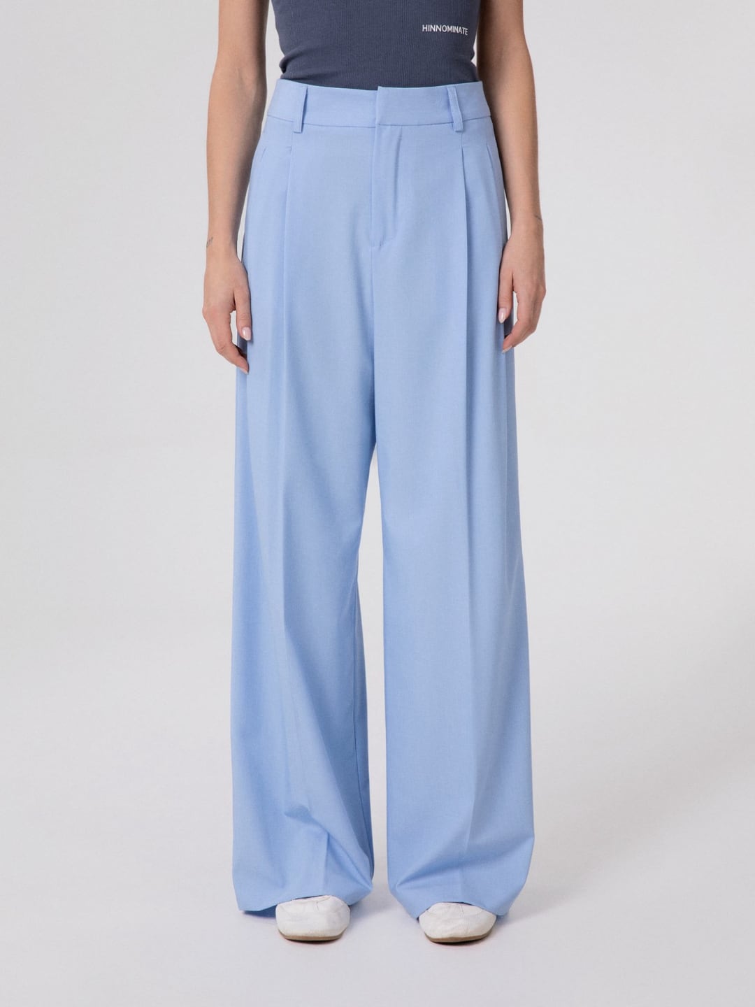 Hinnominate Pantalone Over Con Pences Azzurro Pastello