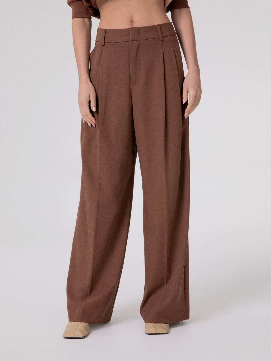 Hinnominate Pantalone Over Con Pences Marrone Moka