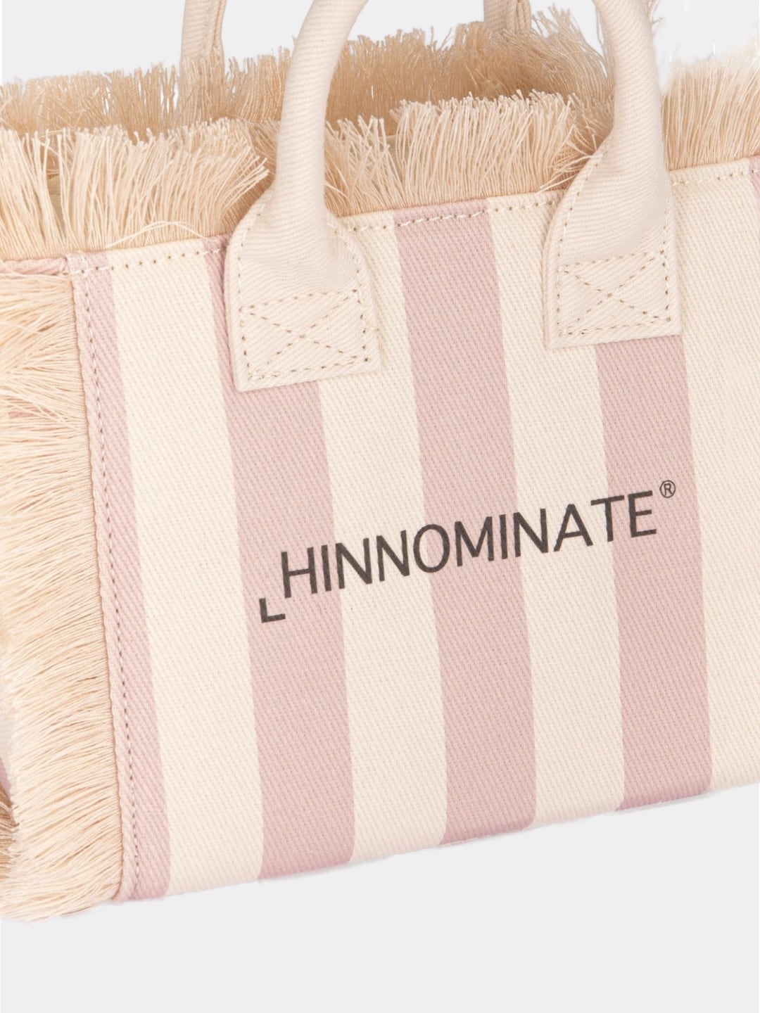Hinnominate Borsa a Mano in Canvas grande Beige Nude / Rosa
