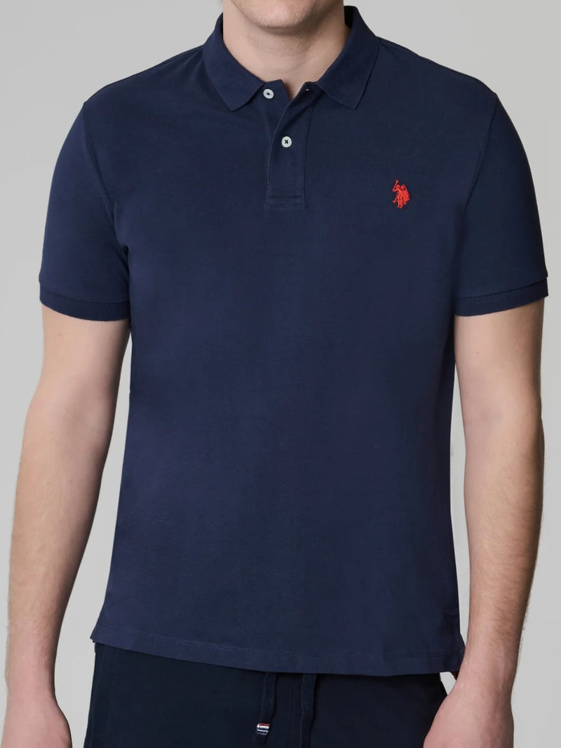 Polo manica corta KING in cotone nido d'ape Blu Navy