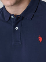 Polo manica corta KING in cotone nido d'ape Blu Navy