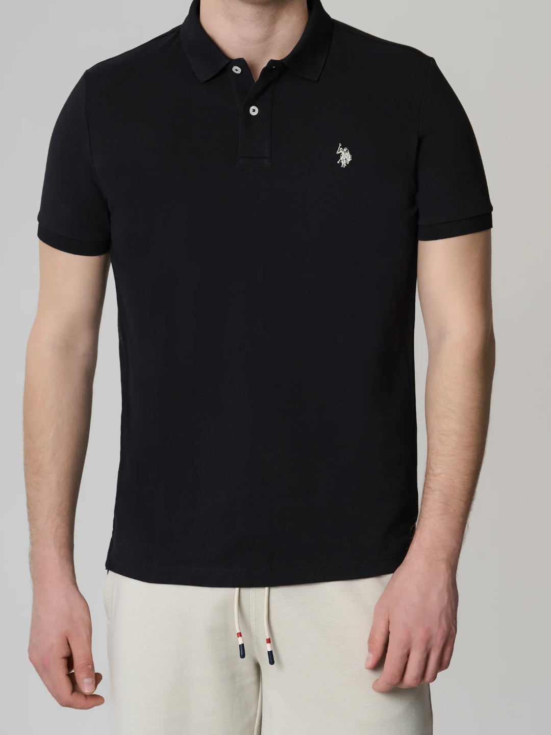 Us Polo Assn Polo manica corta King in Cotone nido d'ape Nero