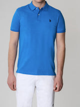 Polo manica corta KING in cotone nido d'ape Blu Royal